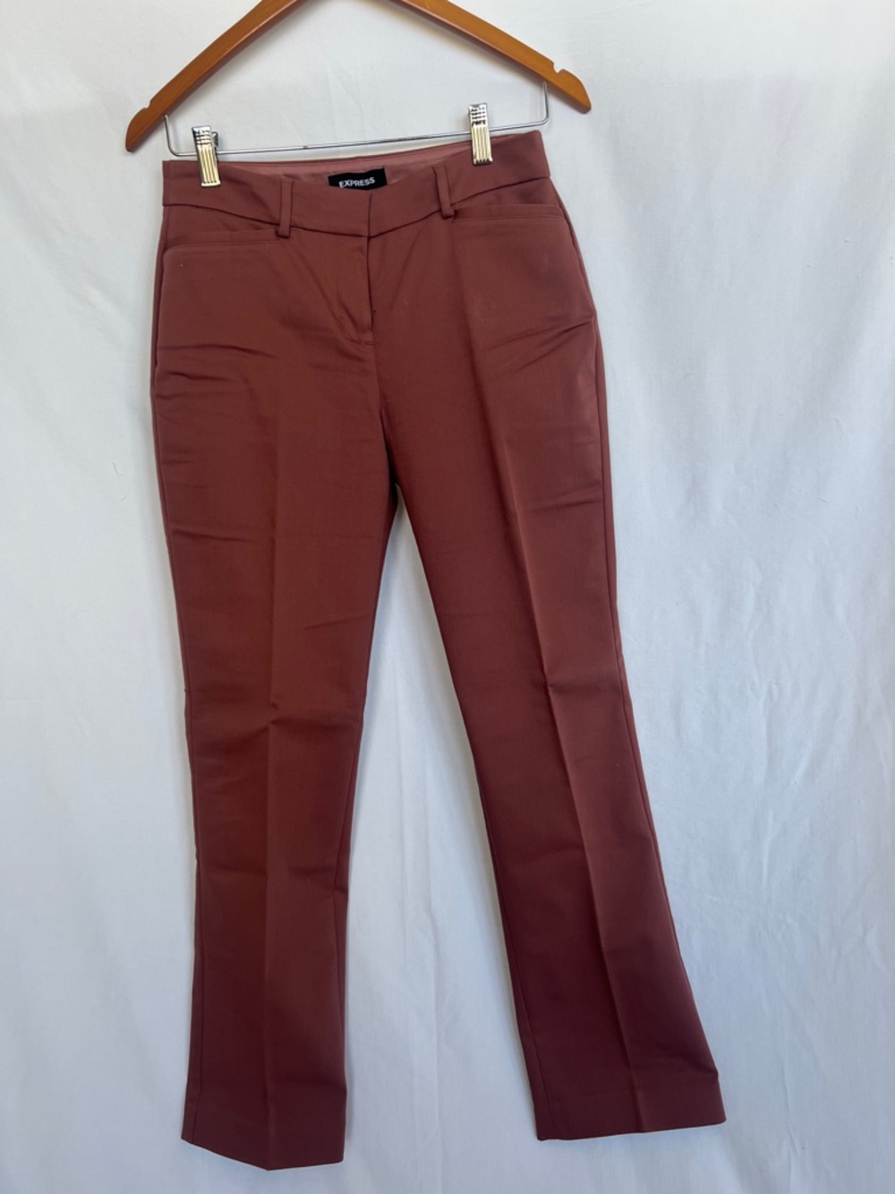 Express "Columnist" Barely Boot mid-rise Pants in Rust